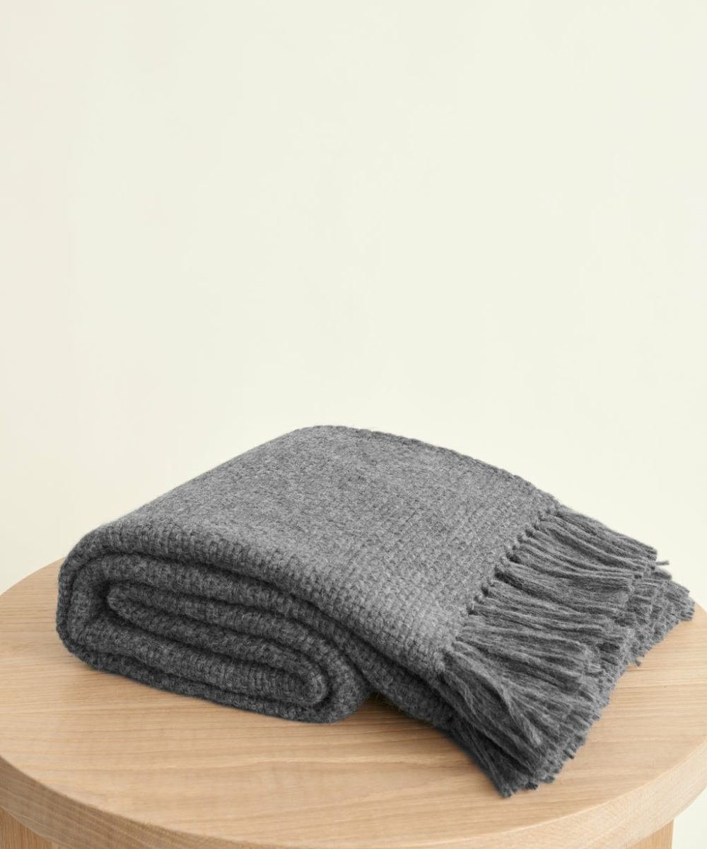 Alpaca Basketweave Throw Bed & Bath Charcoal