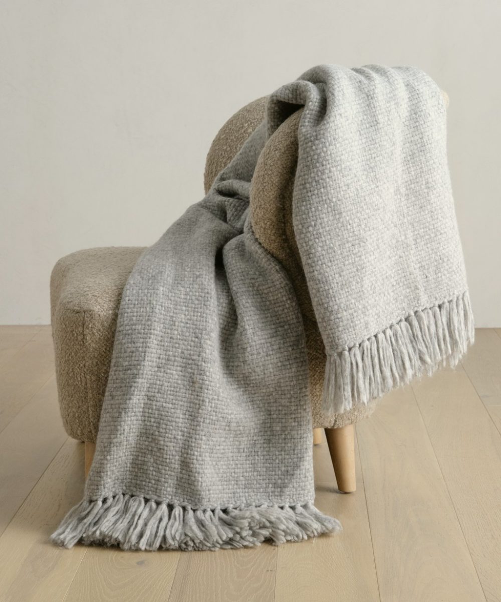 Alpaca Basketweave Throw Bed & Bath Light Grey