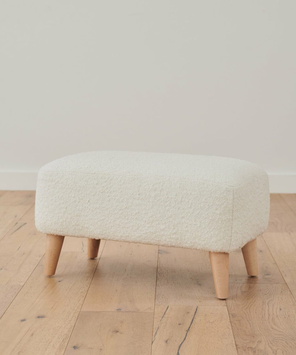 Brentwood Ottoman Accent Chairs Ivory Wool Boucle