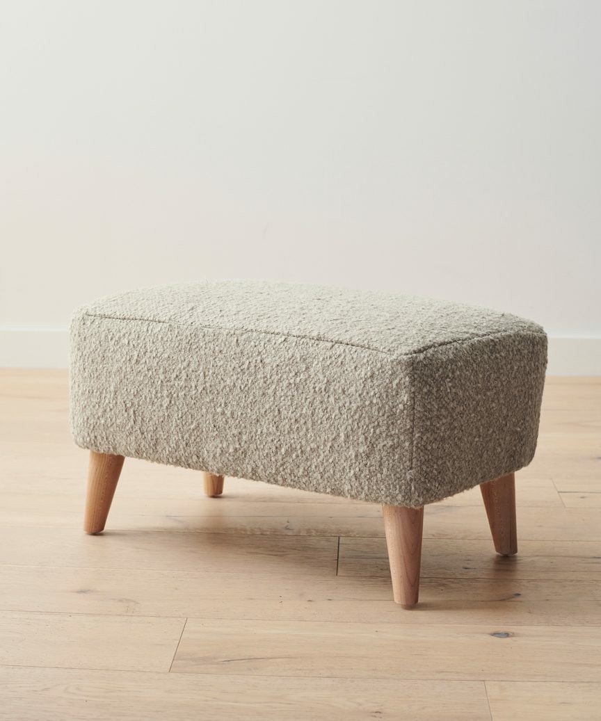 Brentwood Ottoman Accent Chairs Natural Wool Boucle