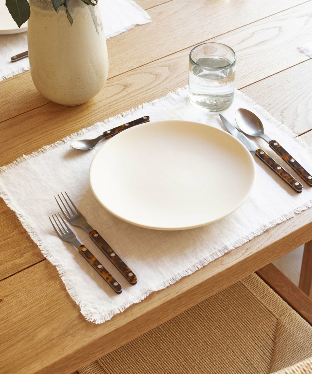 Frayed Linen Placemat Kitchen & Dining Ivory