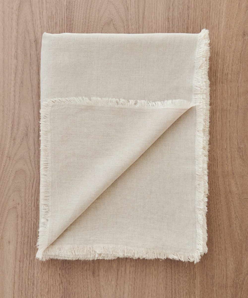 Frayed Linen Tablecloth Kitchen & Dining Natural