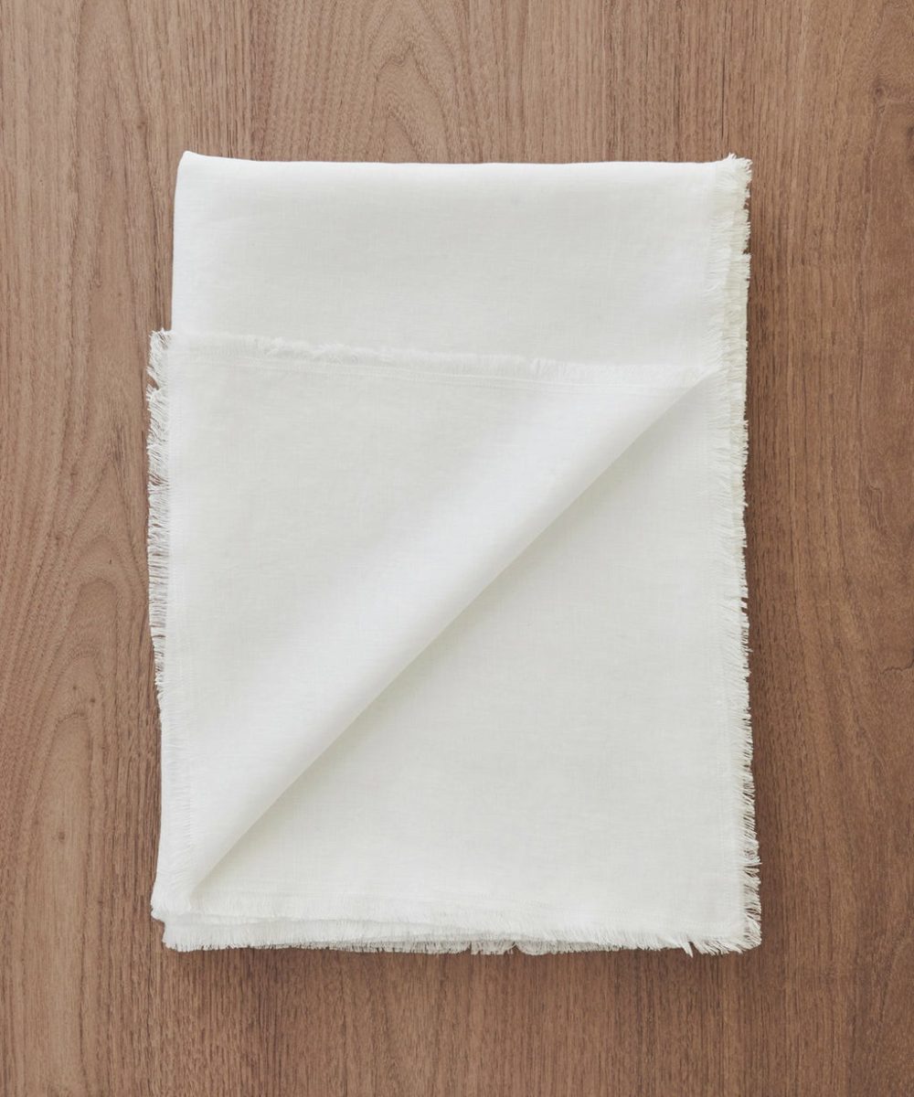 Frayed Linen Tablecloth Kitchen & Dining Ivory