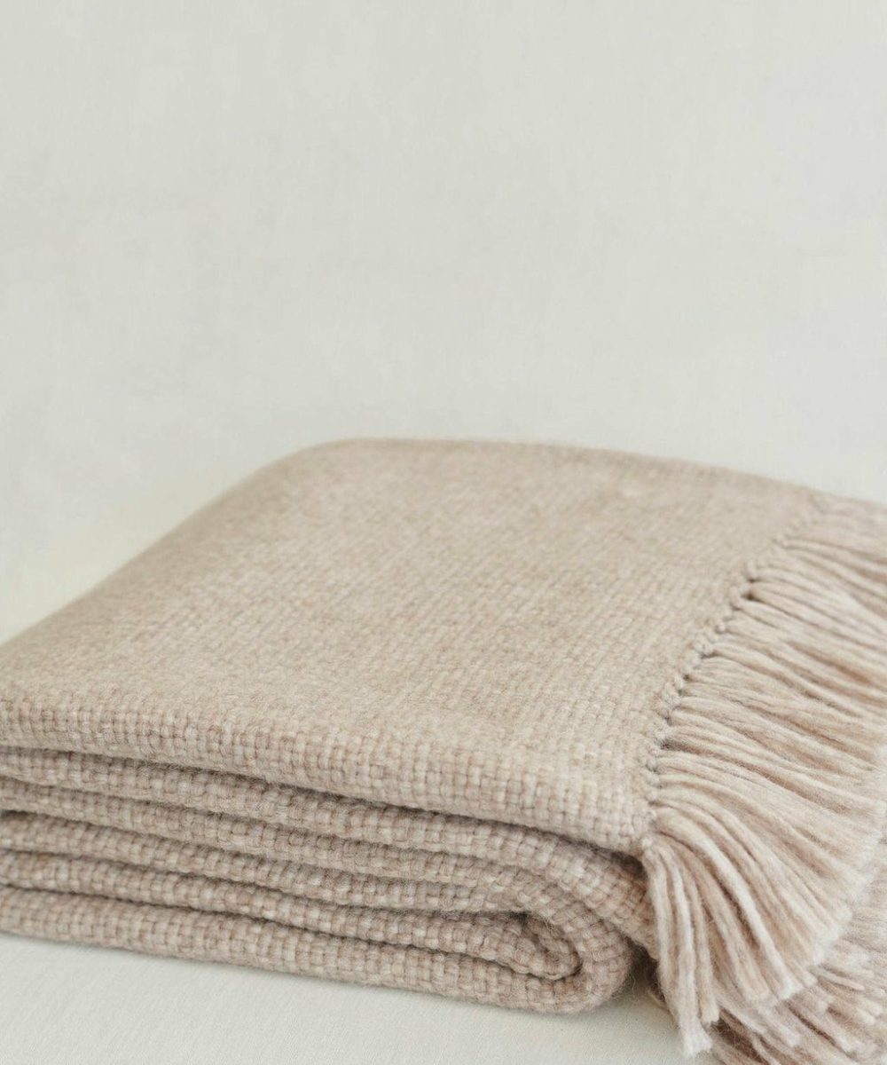 Large Alpaca Basketweave Throw Bed & Bath Oatmeal