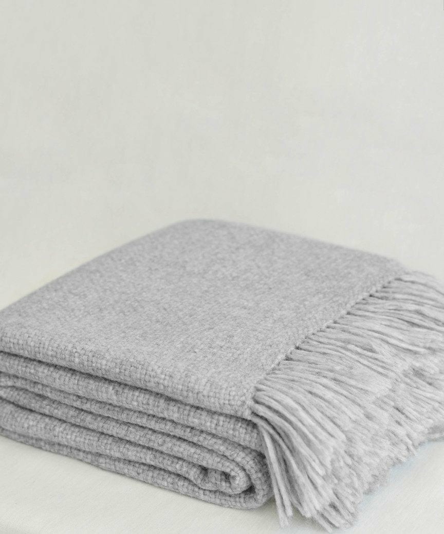 Large Alpaca Basketweave Throw Bed & Bath Light Grey