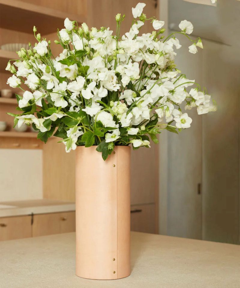 Large Leather Rivet Vase Decorative Accessories