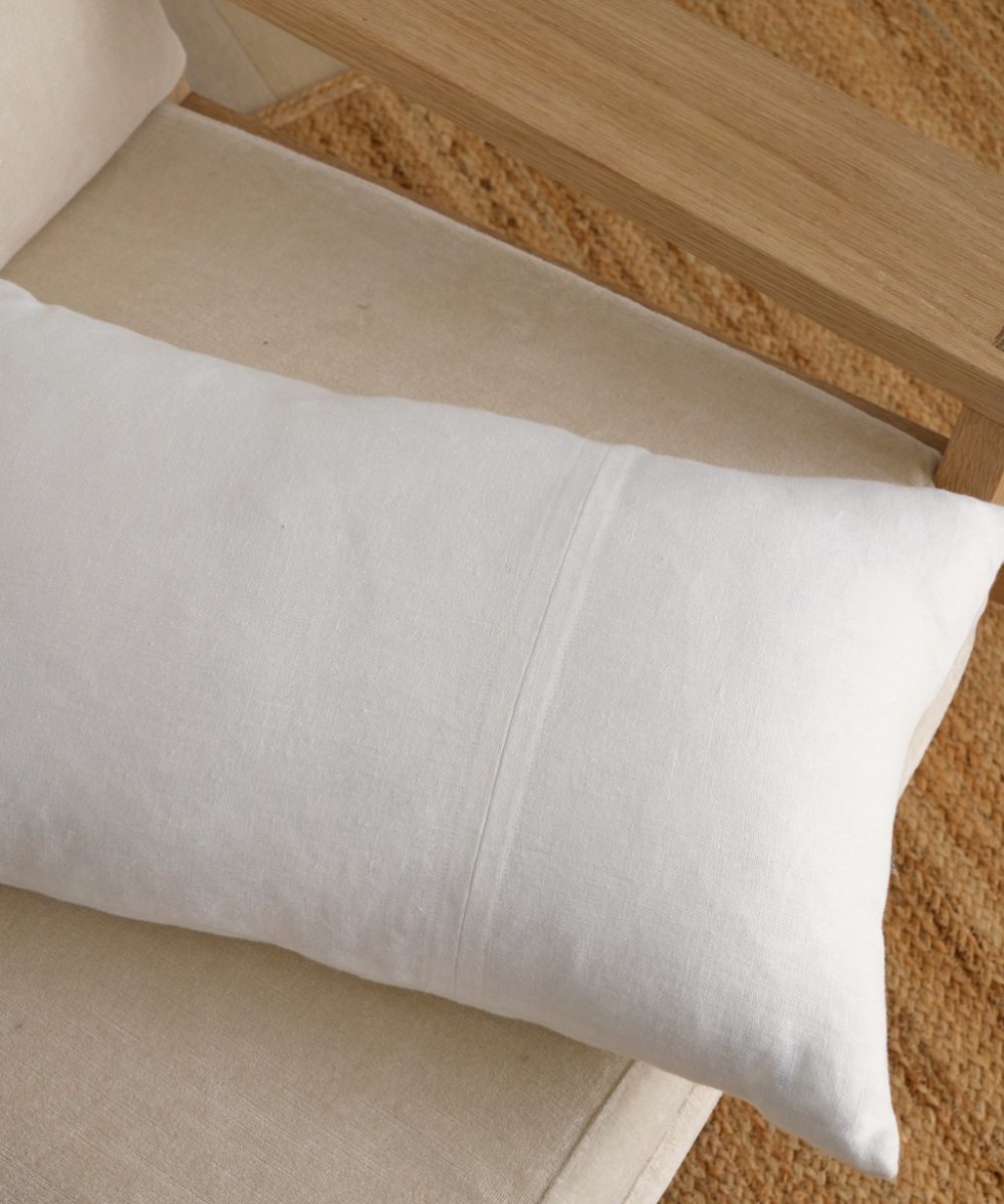 Linen Lumbar Pillow Bed & Bath White