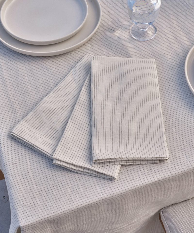 Linen Napkin Dinnerware Black Stripe