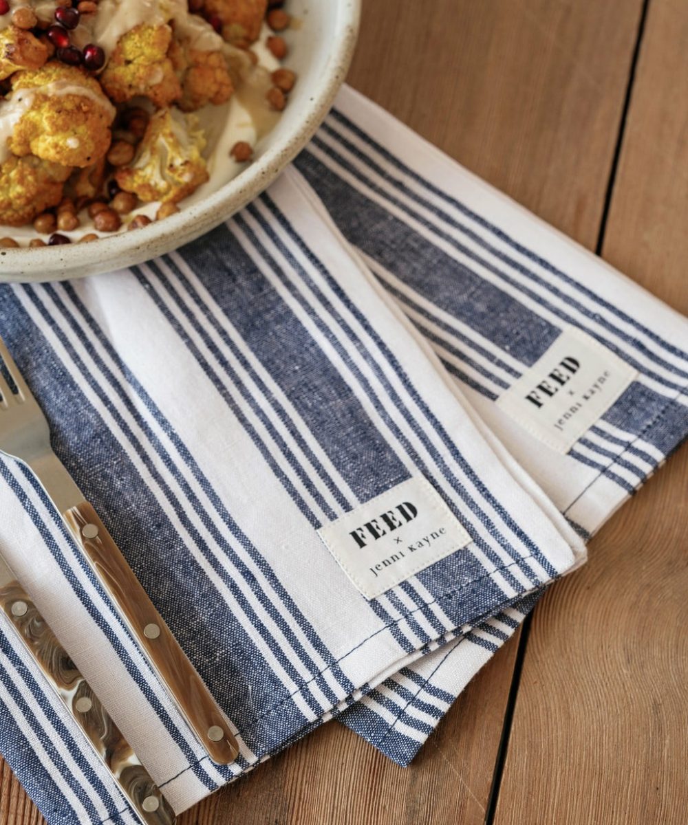 Linen Napkins Set Of 4 Kitchen & Dining Blue Stripe