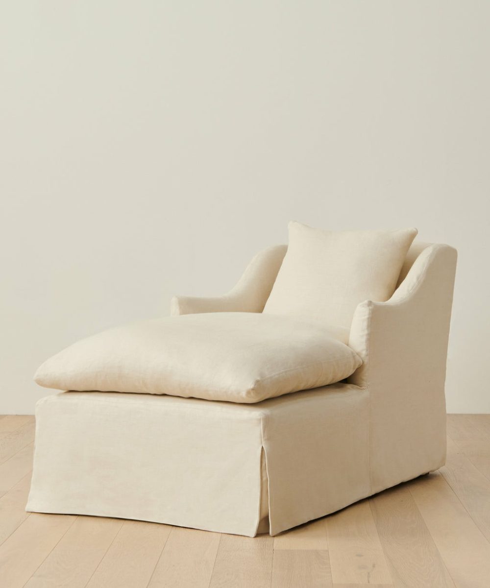 Miramar Chaise Accent Chairs Pearl Linen