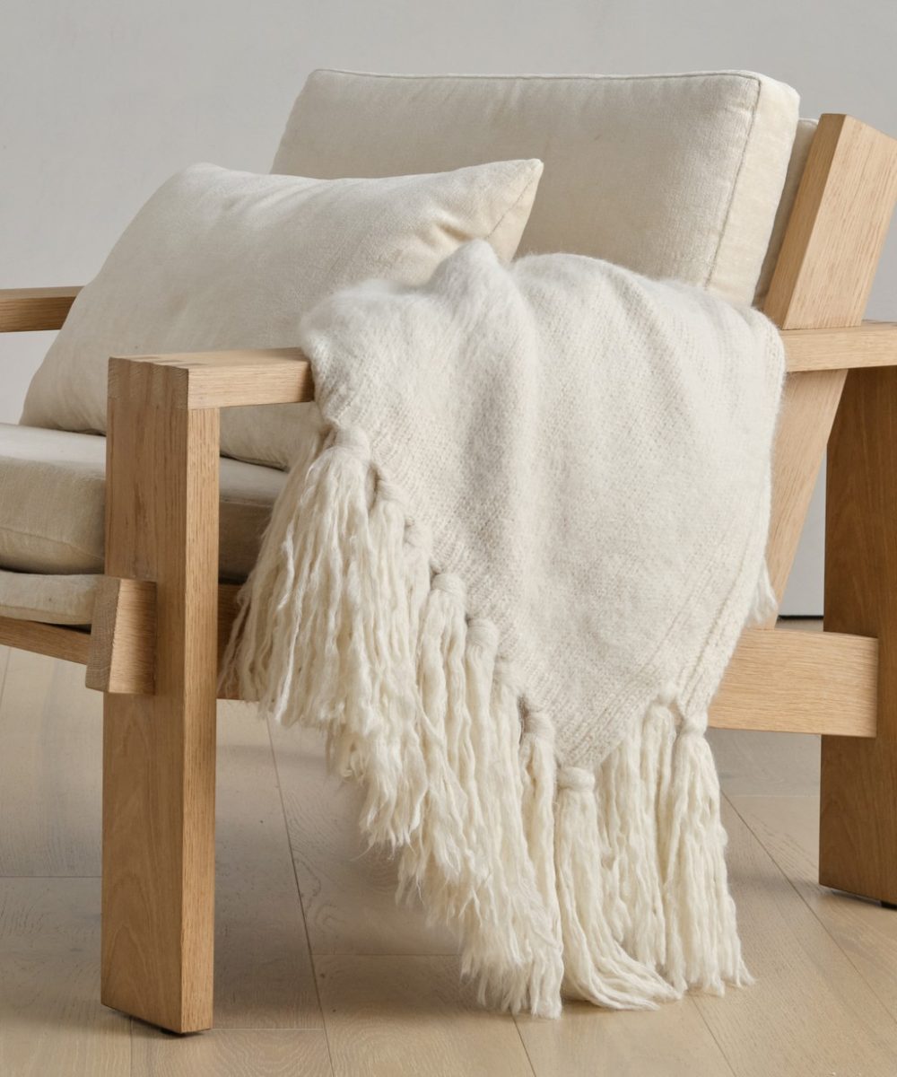 Mohair Throw Bed & Bath Ivory