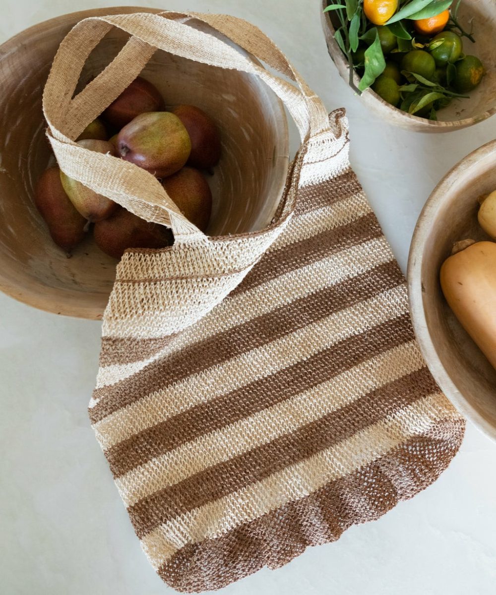 Natural Lao Vine Tote Kitchen & Dining Natural Stripe