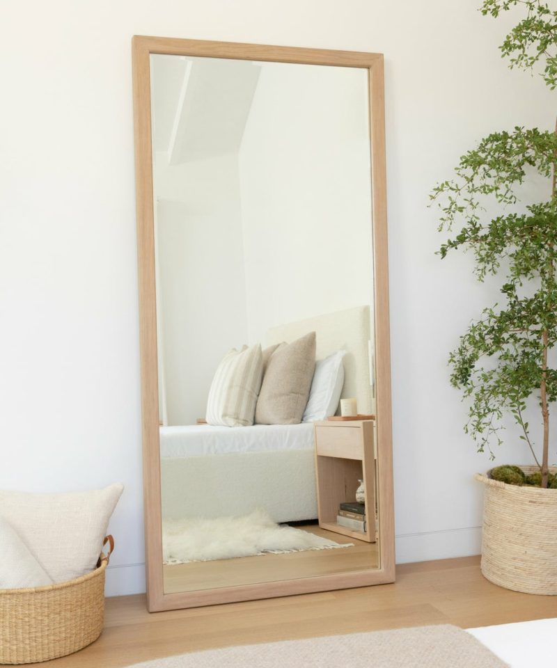 Oak Floor Mirror Home Décor Natural